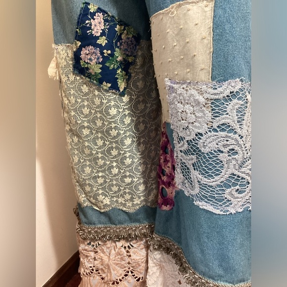 Upcycled Patchwork Bloomers One Size S-L Reworked Boho Hippie Frayed OOAK Unique - Picture 9 of 16